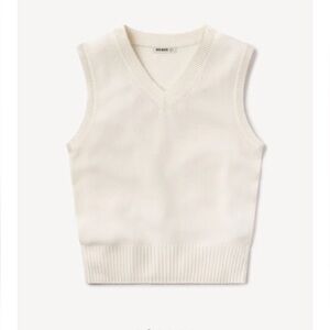 Buck Mason Cream V-Neck Knit Sweater Vest